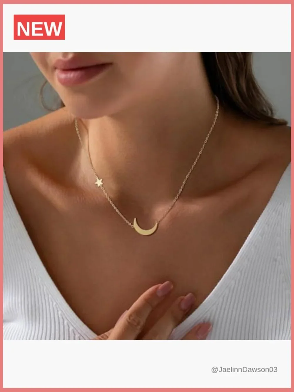 Dainty Gold Pendant Necklace 14k Gold Plated Cubic Zirconia Star Moon CZ Leaf